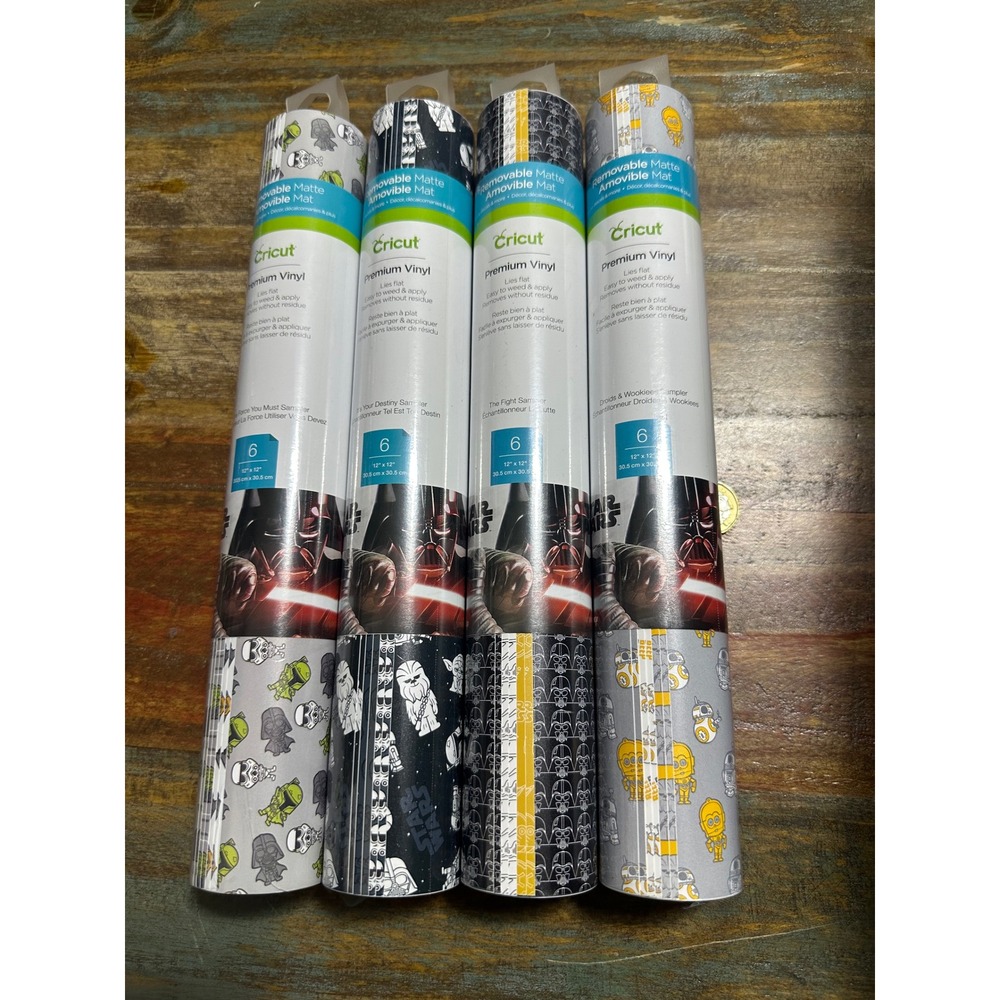 Cricut Star Wars Premium Vinyl Removable Matte Sampler 4 Pack 12x12 Sheets